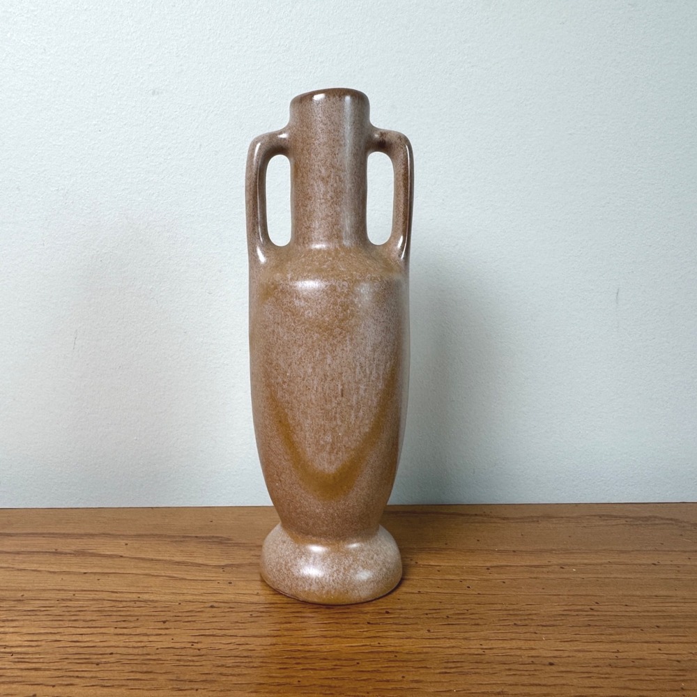 Frankoma Bud Vase Ceramic Small Brown Specks MCM Vintage